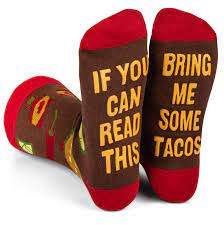 Lavley If You Can Read This Bring Me Some Tacos Funny Crew Length Dress Socks For Men And Women Funny Dress Socks Novelty Socks Funny Socks