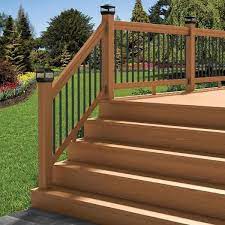 Deckorail Western Red Cedar Stair 6 Ft Railing Kit With Black Aluminum Balusters 198975 The Home Depot Redwood Decking Deck Railing Kits Deck Railings