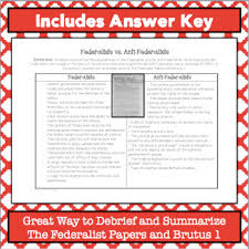 Federalists Vs Anti Federalists Comparison Chart Free Tpt