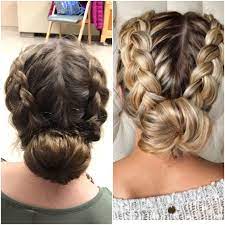 This Is A Super Easy Hairstyle Took Me 3 Mins To Do Me On Left Model On Right First Do 2 Dutc Braided Bun Hairstyles Easy Work Hairstyles Easy Hairstyles