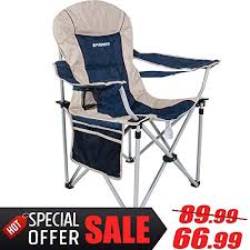 Fundango Folding Camping Chairs Heavy Duty Lumbar Back Support Oversized Quad Arm Chair Padded Fol Outdoor Folding Chairs Folding Camping Chairs Camping Chairs