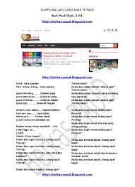 Download lagu, lirik lagu, dan video klip terbaru. Kumpulan Lirik Lagu Anak Paud Kb Tk Ra Terbaru Semua Tema Berkas Paud Lagu Paud