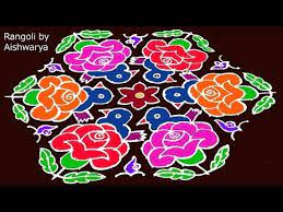 Beautiful Rose Flowers Rangoli Designs For Sankranti With 21 To 11 Big Rangoli Kolangal Youtube Rangoli Designs With Dots Rangoli With Dots Rangoli Designs