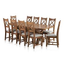 We've got a great range of sizes and styles, with and without drawers. Hercules 6ft Extending Dining Set In Rustic Solid Oak 10 Cross Back Oak Furnitureland