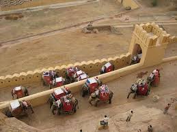 People enjoy their rides while on the long climb to the. India Jaipur 09 Elephant Ride India Tour Namaste India