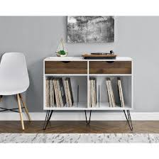 Novogratz concord turntable stand, double, walnut. Novogratz Concord Turntable Stand With Drawers Indretning