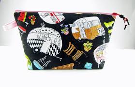 Vintage Holiday Camper Cosmetic Bag Zippered Pouch Padded Makeup Bag Jewelry Pouch Gift Bag Loralie Designs Fabr Bag Accessories Jewelry Bags Jewelry Pouch