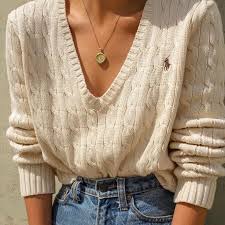 Maybe you would like to learn more about one of these? Goodshop Badshop Vintage Cream Polo Ralph Lauren 100 Cotton Deep V Neck Cable Knit Sweater Clothes Fashion Casual Outfits