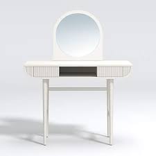 Chende gloss white makeup vanity mirror with lights hollywood lighted led bulbs tabletop illuminated wall mounted. Roselle White Wood Desk With Vanity Mirror Crate And Barrel