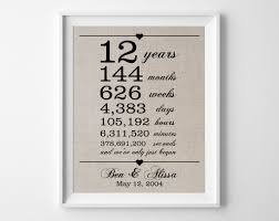 12 Years Together Linen Anniversary Print 12th Anniversary Gifts 12 Year A 12 Year Anniversary Gifts Anniversary Gifts For Husband 12th Anniversary Gifts