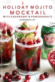 Holiday Mojito Mocktail With Cranberry And Pomegranate The Pretty Life Girls Recipe Mojito Mocktail Mocktails Mocktail Recipe