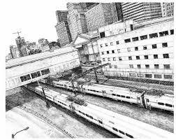 5,000 years of art and creativity in the ❤️ of chicago. Ink Drawing Of The Train Depot By The Art Institute Chicago