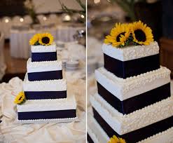 Navy Blue And Sunflower Cake Sunflower Wedding Cake Wedding Cake Navy Sunflower Wedding