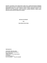 P.doyle seorang warga negara british. Method Statement For Demolition Work Demolition Building