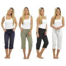 Manufacturer of a wide range of products which include designer three quarter pants, fancy three quarter pants and three. Damen Frauen Leinen 3 Viertel Hose Cropped Hose 3 4 Relaxed Fit Sommer Shorts Ebay