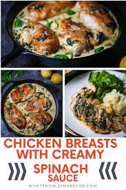Chicken Breasts With Creamy Spinach Sauce Recipe Healthy Recipes Chicken Recipes Healthy Chicken Recipes