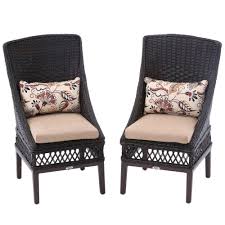 Hampton Bay Woodbury Wicker Outdoor Patio Dining Chair With Textured Sand Cushion 2 Pack Dy9127 D 2 The Home Depot Outdoor Dining Chairs Patio Dining Chairs Patio Chairs