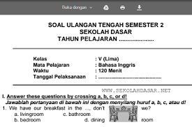 Soal ulangan bahasa inggris kelas 11 semester 2. Soal Uts Bahasa Inggris Kelas 5 Sd Mi Semester 2 Sekolahdasar Net