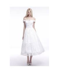 The flexibility of off the shoulder lace wedding dress gives you a style like no other. Off The Shoulder Tea Length Wedding Dresses Lace A Line Off The Shoulder Style Yh0003 130 Gemgrace Com