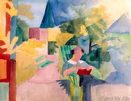 August Macke Garten Mit Lesender Frau Am Thuner See Art Print Glass Print August Macke Macke Art