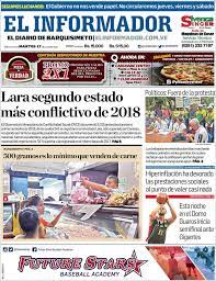 Las noticias del 07 de mayo 2021. Periodico El Informador Venezuela Periodicos De Venezuela Edicion De Martes 17 De Julio De 2018 Kiosko Net