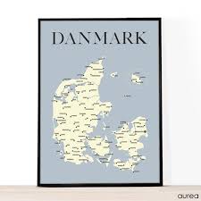 Kongeriget danmark er en enhedsstat parlamentarisk demokrati og et konstitutionelt monarki wherby. Danmarkskort A4 Tryk Gul Kob Smuk Lille Plakat Her