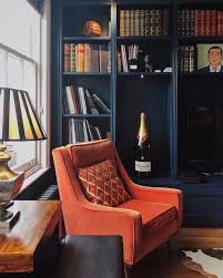 99 The Blue Hue House Office Tour Living Room Orange Orange Chairs Living Room Orange Accents Living Room