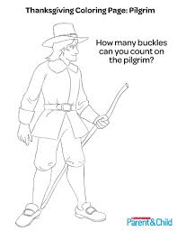 Enjoy these free thanksgiving coloring pages created by mandy groce. Thanksgiving Printable Coloring Page Pilgrim Worksheets Printables Scholastic Parents
