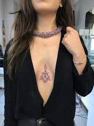 Sternum Sternum Tattoo Line Mandala Floral Line Work Sternum Tattoo Beauty Tattoos Sternum Tattoo Minimalist Tattoo