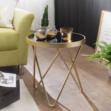 Kayoom beistelltisch kasimir 525 gold / schwarz, 40cm (l/t) x 40cm (b) x 60cm (h). Wohnling Design Beistelltisch Dana 42x46x42cm Couchtisch Rund Schwarz Matt Gold Designer Glas Wohnzimmertisch Modern