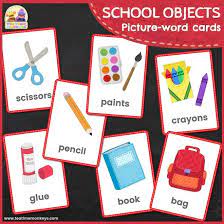 School Objects Flashcards Tea Time Monkeys Flashcards For Toddlers Flashcards For Kids Flashcards
