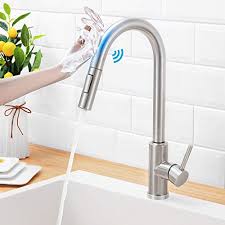 Switch to choose the sensor mode & normal mode. Review For Touchless Kitchen Faucet Dalmo Dakf5f Pull Down Sprayer Kitchen Faucet Single Handle Sensor Kitchen Sink Faucet With 3 Modes Pull Down Sprayer Brushed Nickel Dual Sensor Sink Faucet