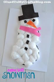 Cotton Ball Snowman Kid Craft W Free Printable Template Preschool Christmas Crafts Winter Crafts For Kids Arts And Crafts For Kids