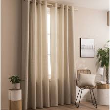 Rideau Tamisant Puntos Beige Blanc L 140 0 X H 250 0 Cm Leroy Merlin Deco Rideaux Salon Deco Salon Contemporain Rideaux