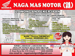 Lowongan Kerja Naga Mas Motor Bandung Desember 2019 Motor Naga Marketing