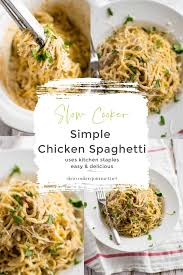 Slow Cooker Simple Chicken Spaghetti Chicken Slow Cooker Recipes Chicken Crockpot Recipes Meatball Recipe Slow Cooker
