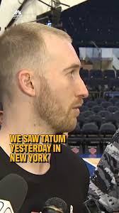 "He seems in good spirits." , Payton Pritchard and Sam Hauser talk about  seeing Jayson Tatum yesterday when they arrived in New York.