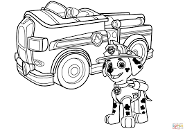Paw patrol coloring page zuma s hovercraft vehicle coloring home. Paw Patrol Marshall With Fire Truck Coloring Page Free Printable Paw Patrol Coloring Pages Monster Truck Coloring Pages Paw Patrol Coloring