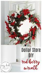 I have a tree, maybe some garland on. Dollar Store Diy Red Berry Wreath Artsy Chicks Rule