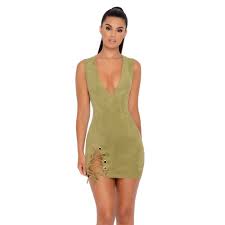 Thigh And Mighty Plunge Suede Mini Dress Oh Polly Uk