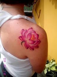 Pink Ink Lotus Flower Tattoo On Back Shoulder Lotus Tattoo Design Lotus Tattoo Pink Lotus Tattoo