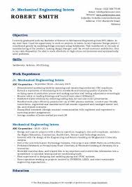 mechanical engineering intern resume