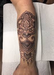 Black Line Work Tattoo Henna Style Design Lace Tattoo By Kim Shady At Custom Creations Tattoo An Henna Style Tattoos Lotus Flower Tattoo Design Lace Tattoo