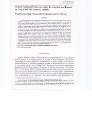 Pdf Natural Farming Practices In India Its Adoption And Impact On Crop Yield And Farmers Income