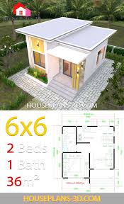 Discover versatile's two bedroom homes from a wide range of designs and focuses and features, there's something for everyone, no matter where you are. House Plans 6x6 With One Bedrooms Flat Roof House Plans 3d Flat Roof House One Bedroom House One Bedroom House Plans