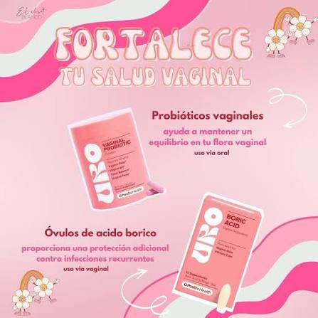 Cuida tu zona íntima con 💖! URO Probióticos para equilibrar tu flora vaginal y Óvulos de Ácido Bórico para combatir infecciones y mantenerte fresca 🌸✨. Tu bienestar íntimo merece lo mejor. 💊💎