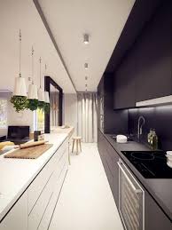 Small galley kitchens will look much better and more spacious without upper cabinets. Modern Kitchen Design Ideas Galley Kitchens Maximizing Small Spaces Modern Kitchen Design Galley Kitchen Design 60s House