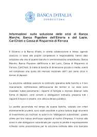 Formerly known as nuova banca dell'etruria e del lazio s.p.a. Https Www Bancaditalia It Media Approfondimenti 2015 Info Soluzione Crisi Info Banche It Pdf