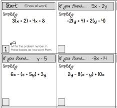 This rational expressions worksheet will produce problems for simplifying rational expressions. Simplifying Algebraic Expressions Scavenger Hunt Worksheets Tpt