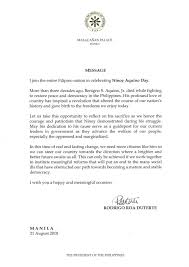 In 2021, it falls on a saturday, and some businesses may choose to follow. President Rodrigo Roa Duterte S Message During The Celebration Of The Ninoy Aquino Day Presidential Communications Operations Office